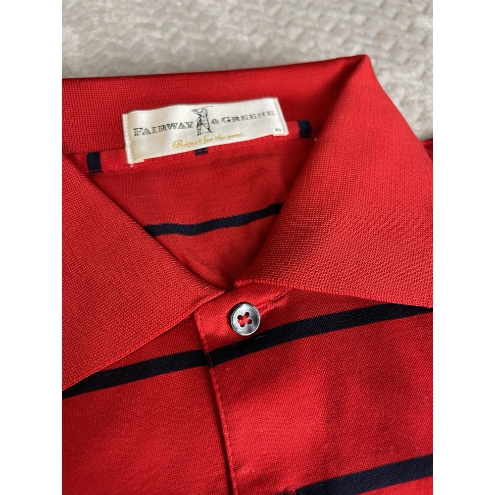 NWT MEN'S FAIRWAY & GREENE‎ VINTAGE POLO L RED STRIPED CASUAL